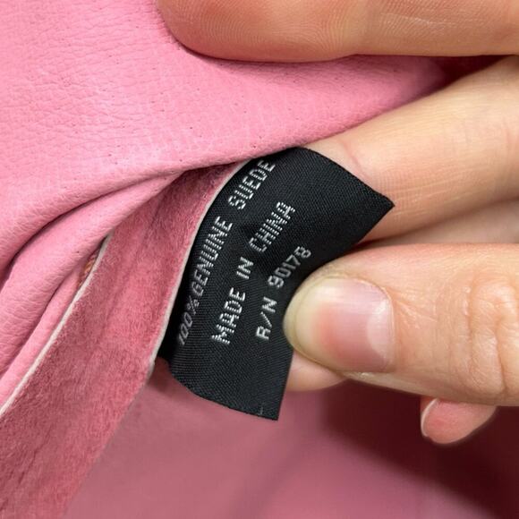 Vintage Revue Pink 100% Suede Button Long Sleeve Top Jacket 10 Western Country - Picture 7 of 9